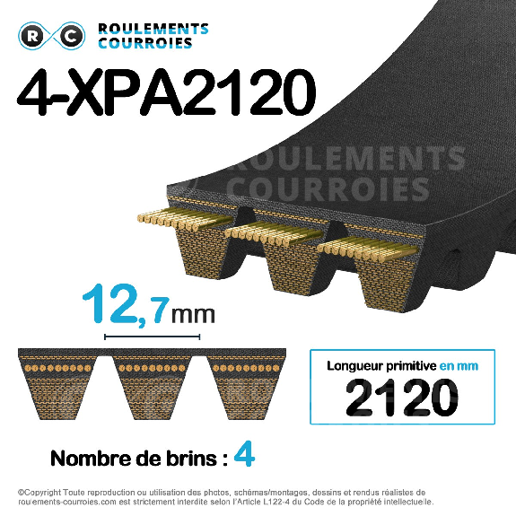 Courroie multibrins crantée 4-XPA2120-Lire la description
