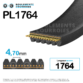 Courroie poly-v 7PL1764-Lire la description