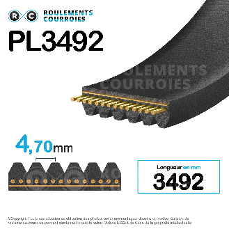 Courroie poly-v 15PL3492-Lire la description
