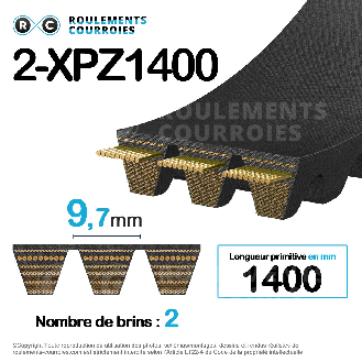 Courroie multibrins crantée 2-XPZ1400-Lire la description