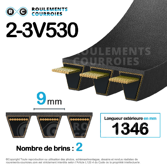 Courroie multibrins lisse 2-3V530-Lire la description