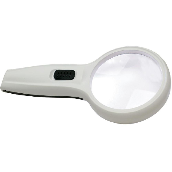 Loupe avec poignée & éclairage leds, Diamètre: 50 mm-Lire la description