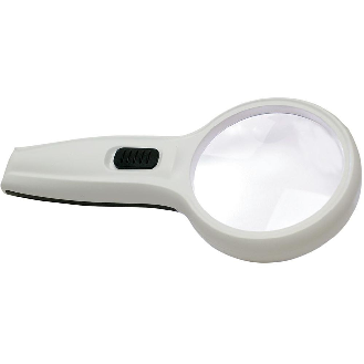 Loupe avec poignée & éclairage leds, Diamètre: 75 mm-Lire la description