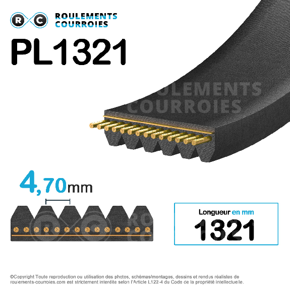 Courroie poly-v 4PL1321-Lire la description