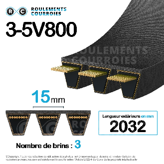 Courroie multibrins lisse 3-5V800-Lire la description