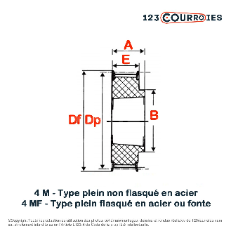 Poulie dentée moyeu amovible PD5M112-15MA-Lire la description