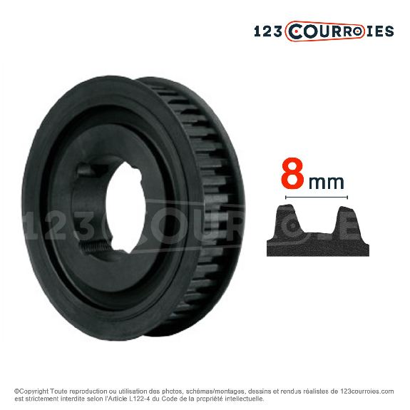Poulie dentée moyeu amovible PD8M80-30MA-Beschreibung lesen