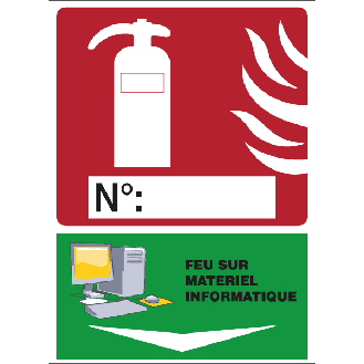 Panneau signalétique pour extincteur - Feu sur Matériel Informatique-Lire la description