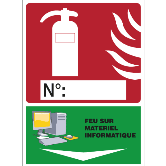 Panneau signalétique pour extincteur - Feu sur Matériel Informatique Panneau signalétique pour extincteur - Feu sur Matériel Informatique-Lire la description