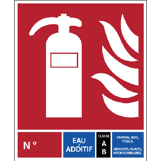 Panneau signalétique pour extincteur Eau + Additif  Classe AB-Lire la description