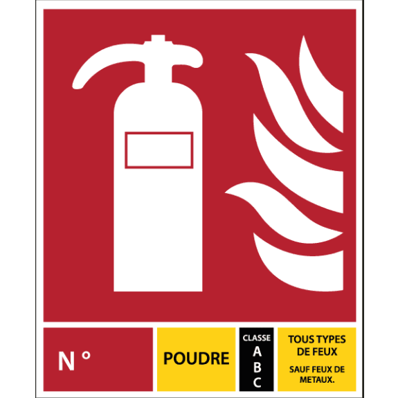 Panneau signalétique pour extincteur poudre Classe ABC Panneau signalétique pour extincteur poudre Classe ABC-Lire la description