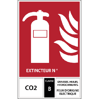 Panneau signalétique pour extincteur CO2  Classe B-Lire la description