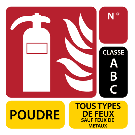 Panneau signalétique pour extincteur Poudre Classe ABC Panneau signalétique pour extincteur Poudre Classe ABC-Lire la description