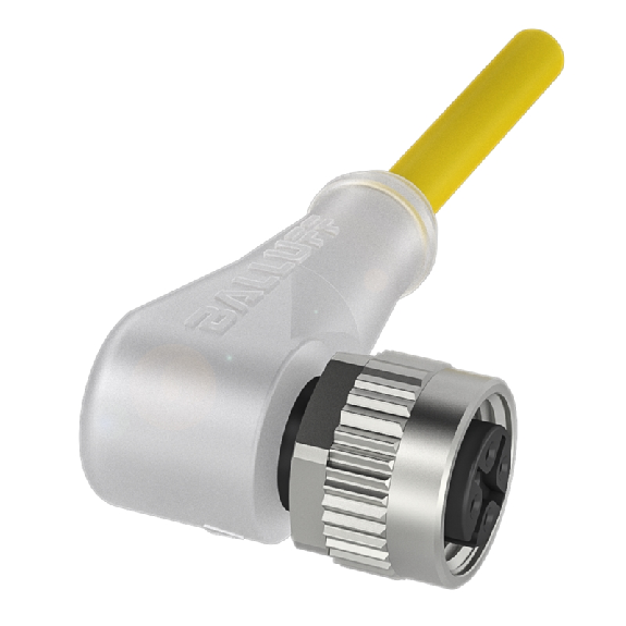 M12A Fem Coudé 5p LED PNP NO/NF; Câble PUR 4x0.34 Jaune Cpc 2m-Lire la description