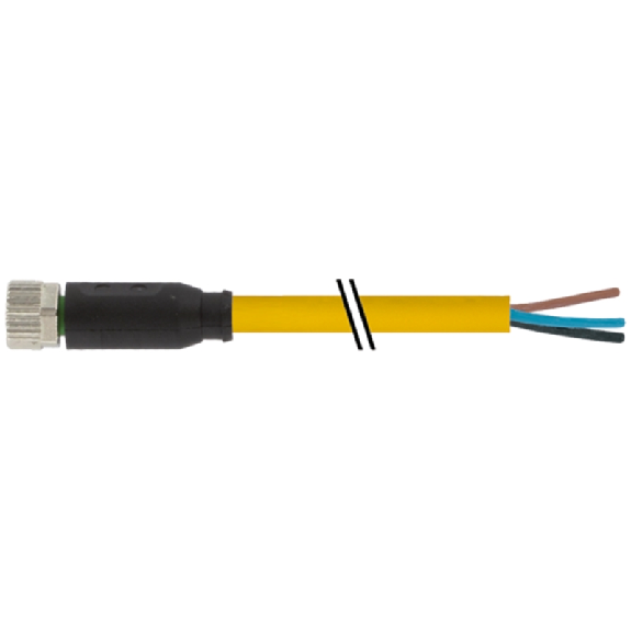 M08A Fem Droit 3p; Câble PUR UL/CSA 3x0.25 Jaune Robot Cpc 3m-Lire la description