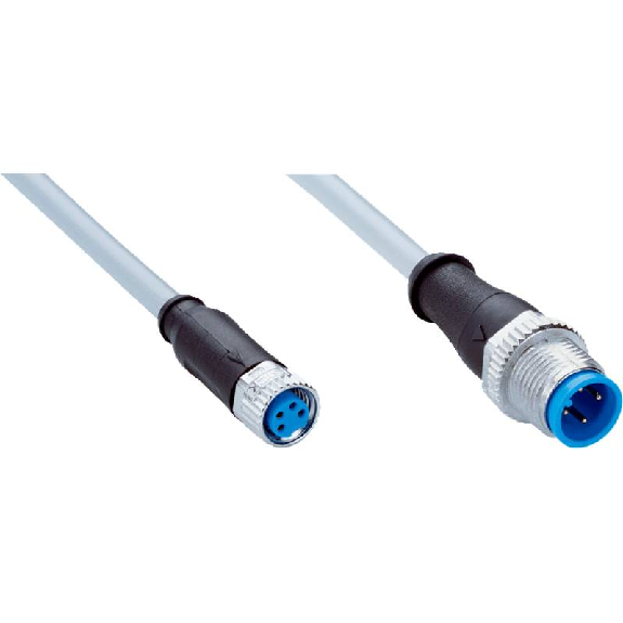 M08A Fem Droit 4p/M12A Mâle Droit 4p; Câble PVC 4x0.25 Gris 5m-Lire la description