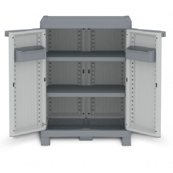 Armoire de rangement en plastique - 438x700xH976 mm - Gris - Multiroir-Lire la description