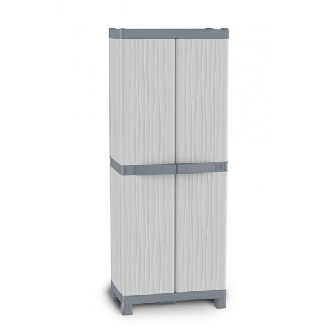 Armoire de rangement haute en plastique 2 colonnes - 438x700xH1818 mm - Gris - Multiroir-Lire la description