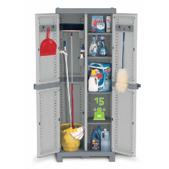 Armoire de rangement haute en plastique 2 colonnes - 438x700xH1818 mm - Gris - Multiroir-Lire la description