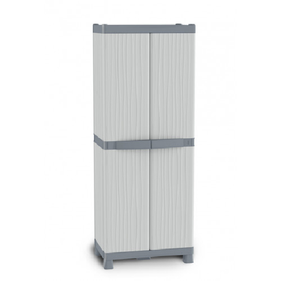Armoire de rangement haute en plastique 2 colonnes - 438x700xH1818 mm - Gris - Multiroir-Lire la description