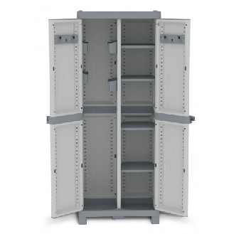 Armoire de rangement haute en plastique 2 colonnes - 438x700xH1818 mm - Gris - Multiroir-Lire la description