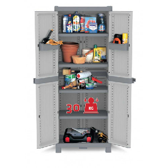 Armoire de rangement haute en plastique - 438x700xH1818 mm - Gris - Multiroir-Lire la description