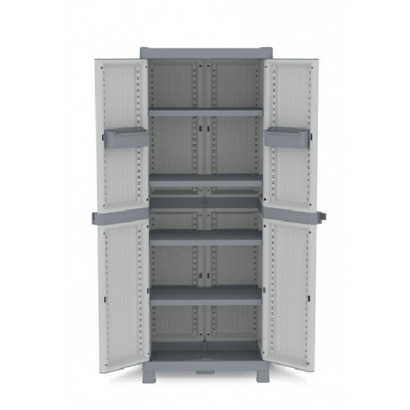 Armoire de rangement haute en plastique - 438x700xH1818 mm - Gris - Multiroir-Lire la description