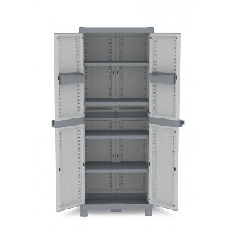 Armoire de rangement haute en plastique - 438x700xH1818 mm - Gris - Multiroir-Lire la description