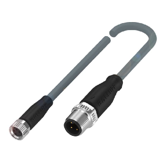 M08A Fem Coudé 4p/M12A Mâle Droit 4p; Câble PVC 4x0.34 Noir Cpc 0,3m-Lire la description