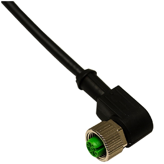 M12A Fem Coudé 4p; Câble PVC 4x0.34 Noir 20m-Lire la description