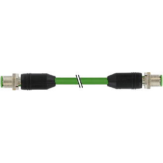 M12 Mâle 0°/M12 Mâle 0°; PUR Blindé 2x2x0.34 Vert Ethernet 7m-Lire la description