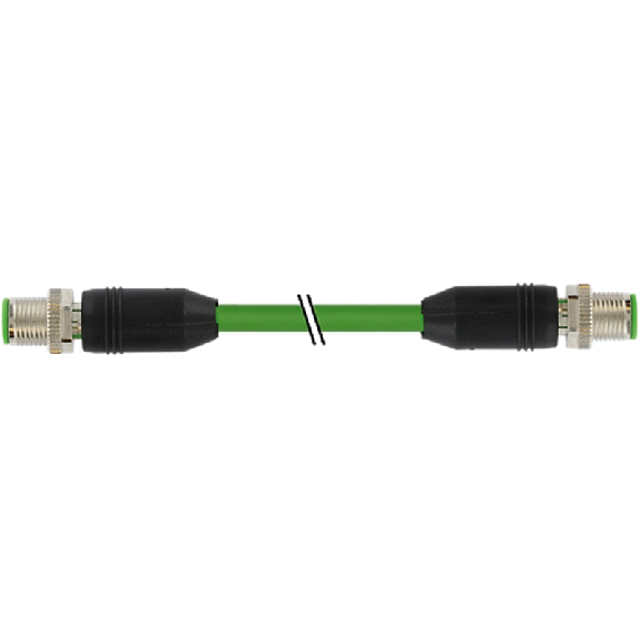 M12 Mâle 0°/M12 Mâle 0°; PUR Blindé 2x2x0.34 Vert Ethernet 7m-Lire la description