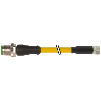 M08A Fem Droit 3p/M12A Mâle Droit 3p; PUR 3x0,25 Jaune Cpc 3.5m-Lire la description