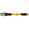 M08A Fem Droit 3p/M12A Mâle Droit 3p; PUR 3x0,25 Jaune Cpc 3.5m