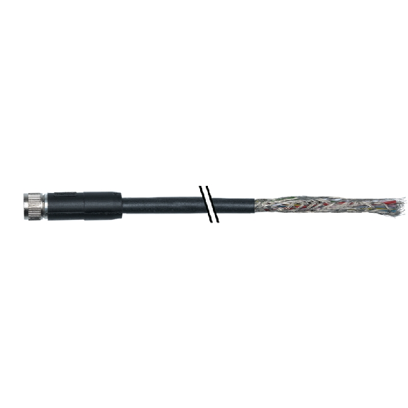 M08A Fem Droit 8p; Câble PUR 8x0.14 Noir Cpc 5m (30V)-Lire la description
