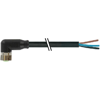 M08A Fem Coudé 4p; Câble PVC UL/CSA 4x0.25 Noir 5m-Lire la description