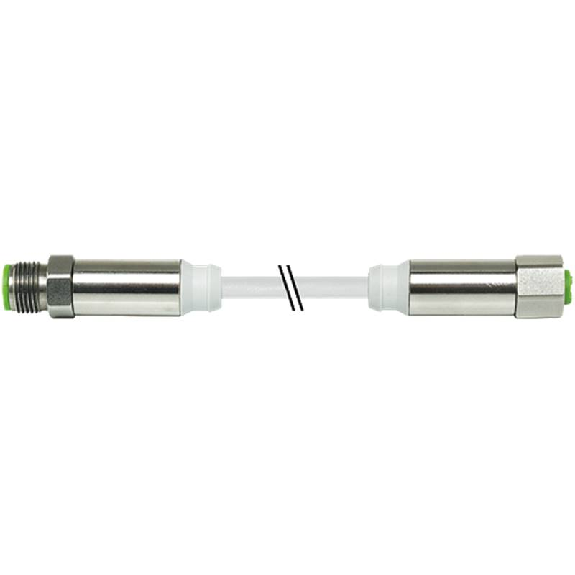 M12 Mâle Droit 4p/M12 Fem Droit 4p Inox F&B; PVC 4x0,34 Gris 7,5m-Lire la description