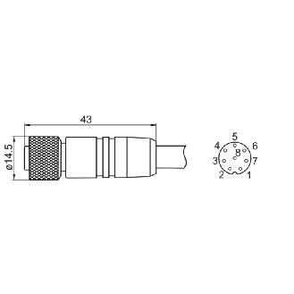 M12 Fem Droit 8p; Câble 5m-Lire la description