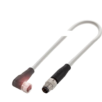 M08A Fem Coudé 4p/M08 Mâle Droit 4p; PVC 4x0.34 Gris Cpc 2m-Lire la description