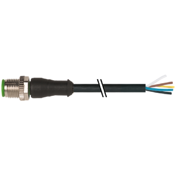 M12A Mâle Droit 5p; Câble PVC UL/CSA 5×0.34 Noir 1.5m-Lire la description