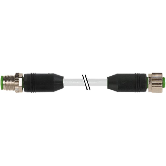 M12 Mâle Droit/M12 Fem Droit; PUR (UL/CSA) 2x1,5 Gris MASI 1m-Lire la description