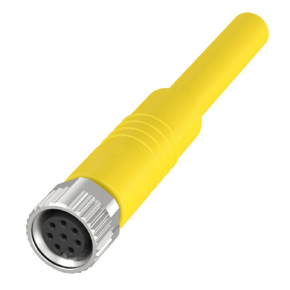 M08A Fem Droit 8p; Câble PUR 8x0.25 Jaune Cpc 5m-Lire la description