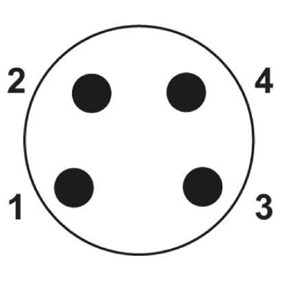 M08A Mâle Coudé 4p; Bornes à souder 0,08-0,25mm², câble Ø3,5-5mm-Lire la description