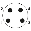 M08A Mâle Coudé 4p; Bornes à souder 0,08-0,25mm², câble Ø3,5-5mm