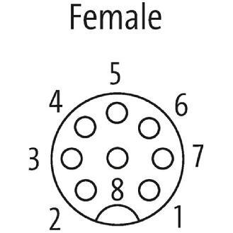 M12A Fem Coudé 8p; Câble PUR (UL/CSA) 8x0.25 Gris Cpc 40m-Lire la description