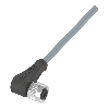 M12A Fem Coudé 5p; Câble PVC Blindé 4x0.34 Gris 30m (250V)