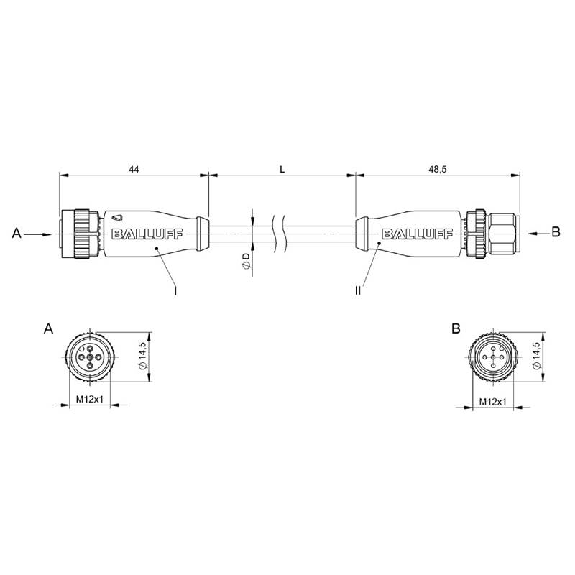 M12A Fem Droit 5p/M12A Mâle Droit 5p; PUR soudage 5x0.34 Orange 2m M12A Fem Droit 5p/M12A Mâle Droit 5p; PUR soudage 5x0.34 Orange 2m-Lire la description