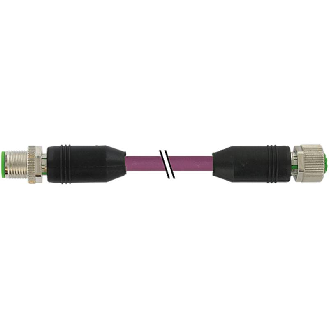 M12B Fem 0° 2p/M12B Mâle 0° 2p; PUR Blindé 1x2 Violet Profibus 50m-Lire la description