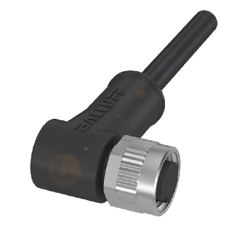 M12A Fem Coudé 8p; Câble PUR Blindé 8x0.25 Noir Cpc 5m (30V)-Lire la description