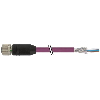 M12B Fem Droit 4p; Câble PUR Blindé 2x0,25+2x0,34 Violet Cpc 3m